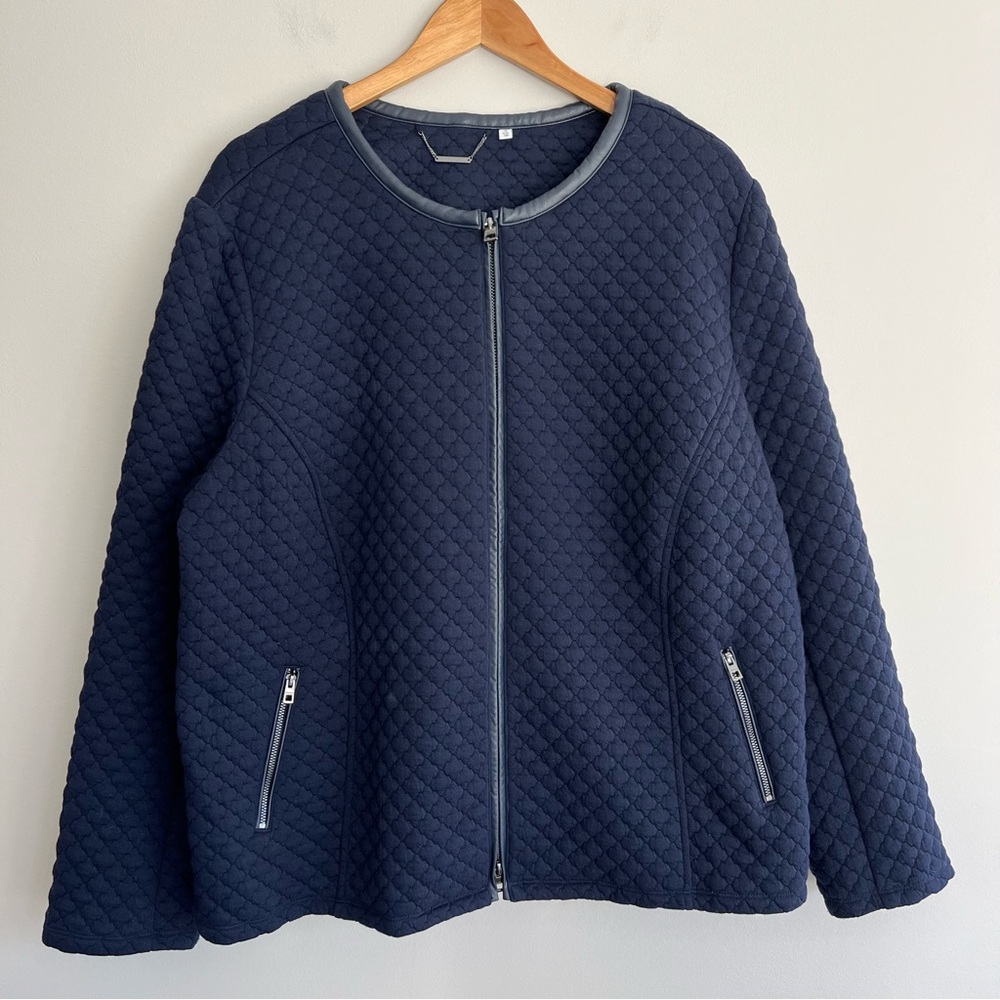 Chico's Navy Quilted Bomber Jacket 4/US 20